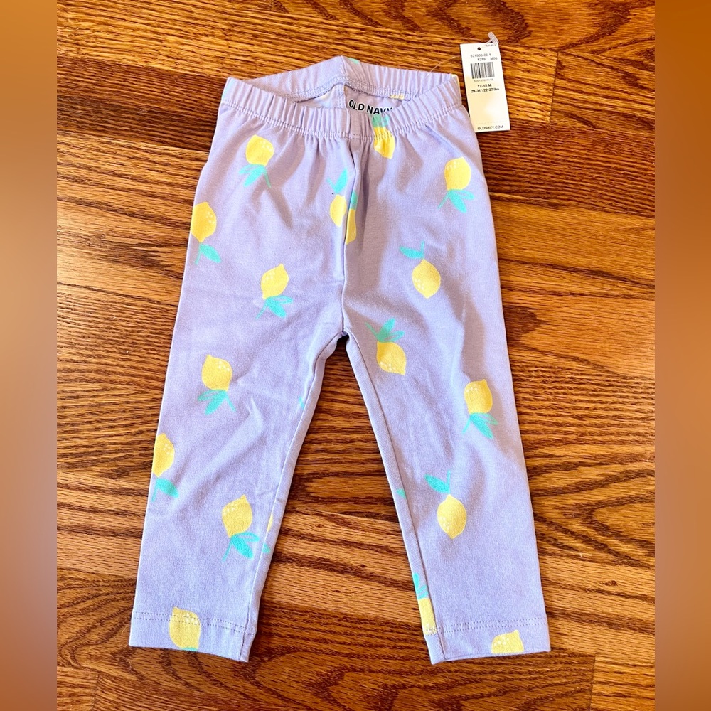 Old Navy 12-18mo Lavender Leggings with Lemons